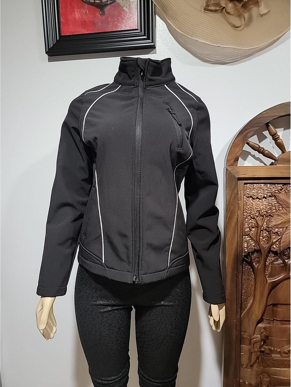 SNOZU Performance Jacket Size S Black Full Zip Chest Pockets Long Sleeve #C